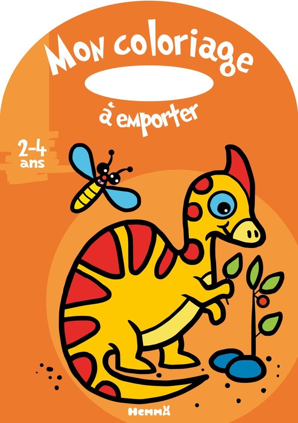 Mon coloriage à emporter : dino orange ; 2/4 ans