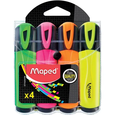 Maped Fluo'Peps marqueur 4 pièce(s) Pointe biseautée Couleurs assorties