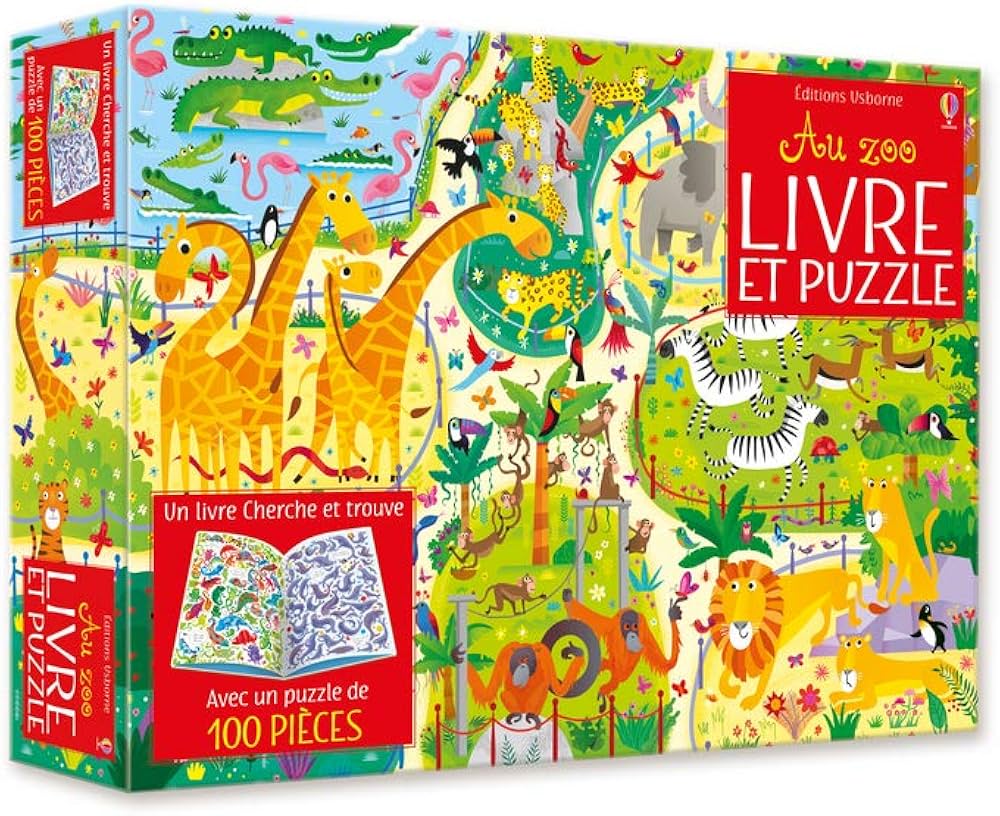 Coffret Au zoo (livre + puzzle de 100 pièces)